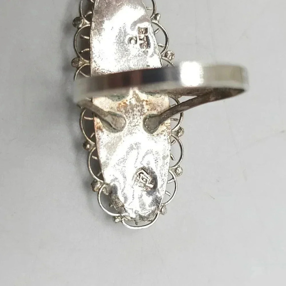 Sterling Silver Abalone Ring Vintage Taxco Mexican 925 Intricate Detailing - Picture 4 of 7